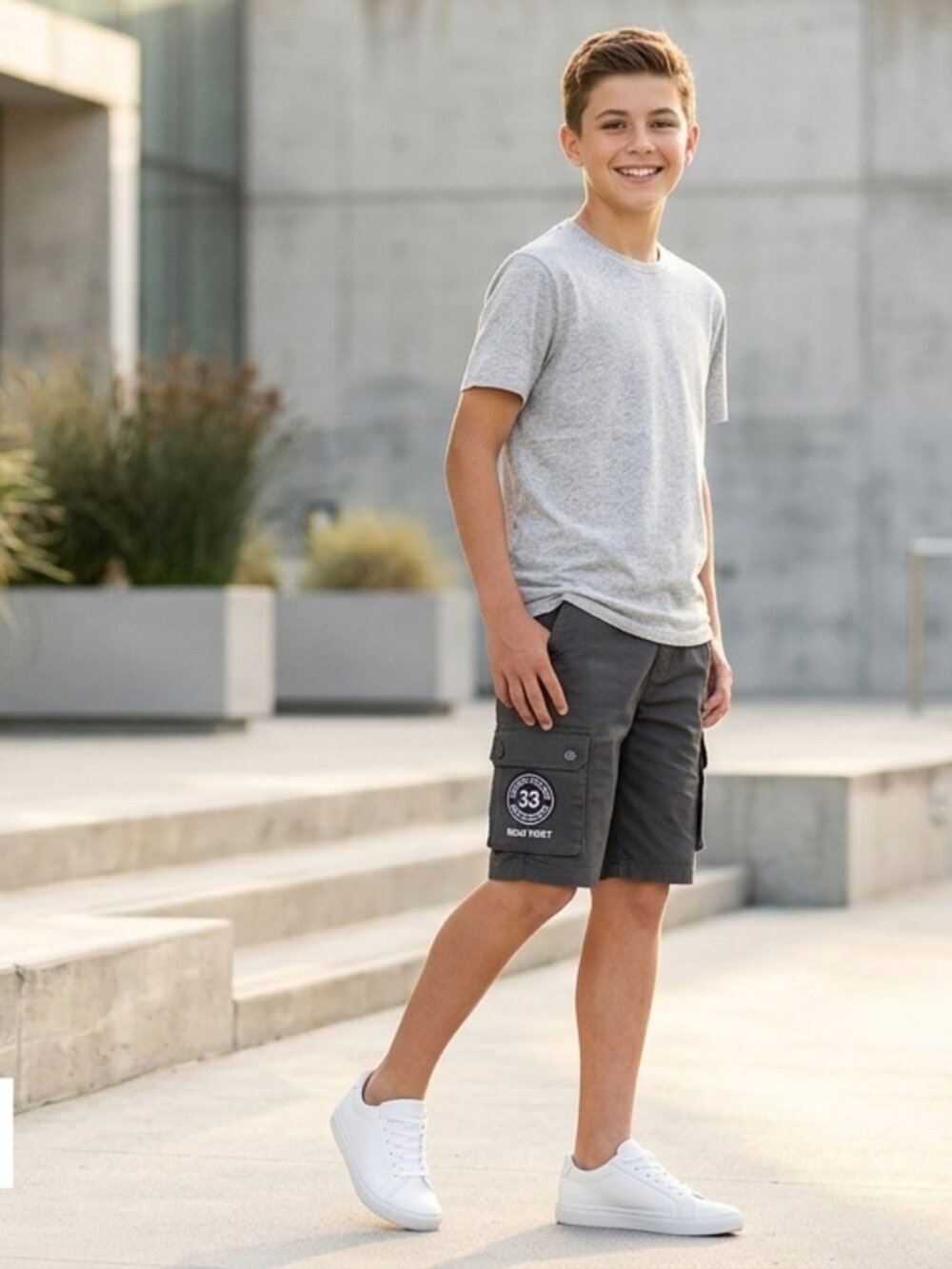 Wear First Comfort Cargo Shorts Boys Size 12 Navy 6 Zip Pockets 100% Cotton Belt